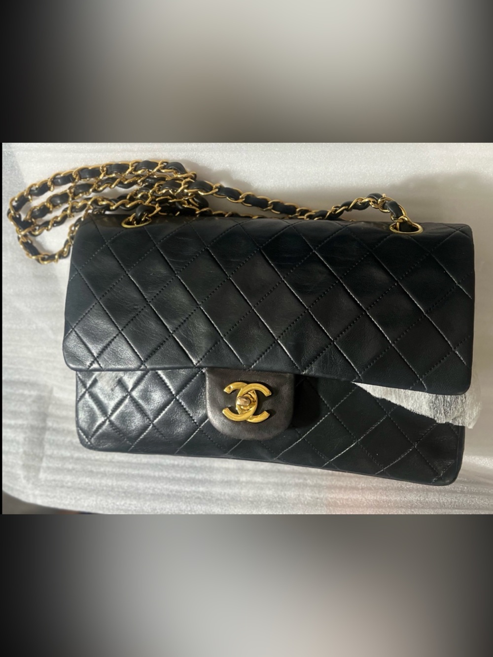 Vintage CHANEL MEDIUM DOUBLE FLAP 24K GOLD HARDWARE & LAMBSKIN